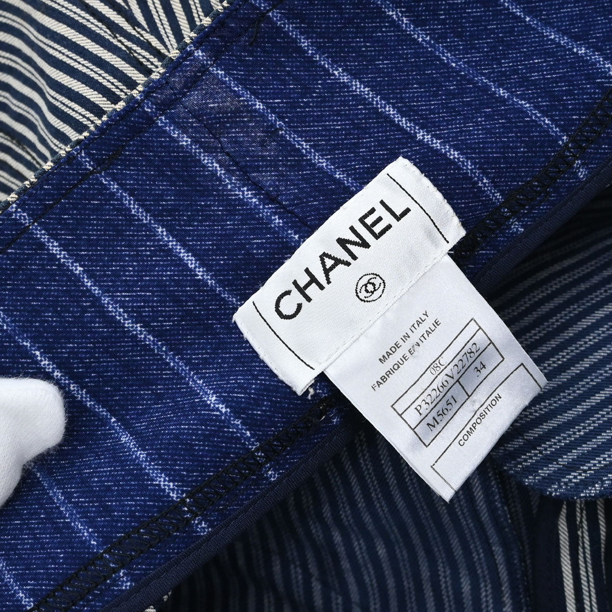 Chanel 2008 Long Pants Striped Navy #34