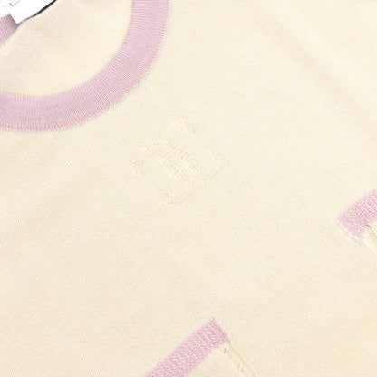 Chanel 2004 Short Sleeve Knit Top Ivory #38