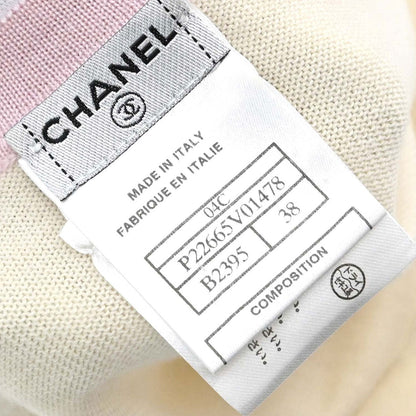 Chanel 2004 Short Sleeve Knit Top Ivory #38