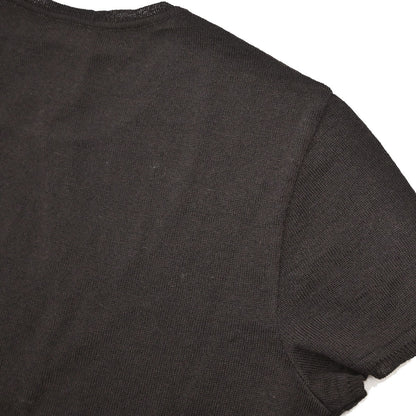 Chanel 2001 Short Sleeve Sweater Knit Top Black #38