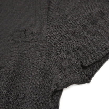 Chanel 2001 Short Sleeve Sweater Knit Top Black #38