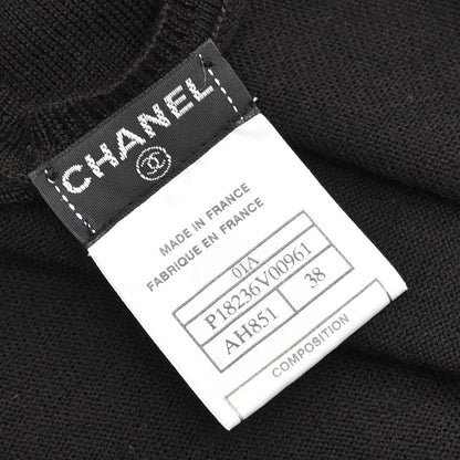 Chanel 2001 Short Sleeve Sweater Knit Top Black #38