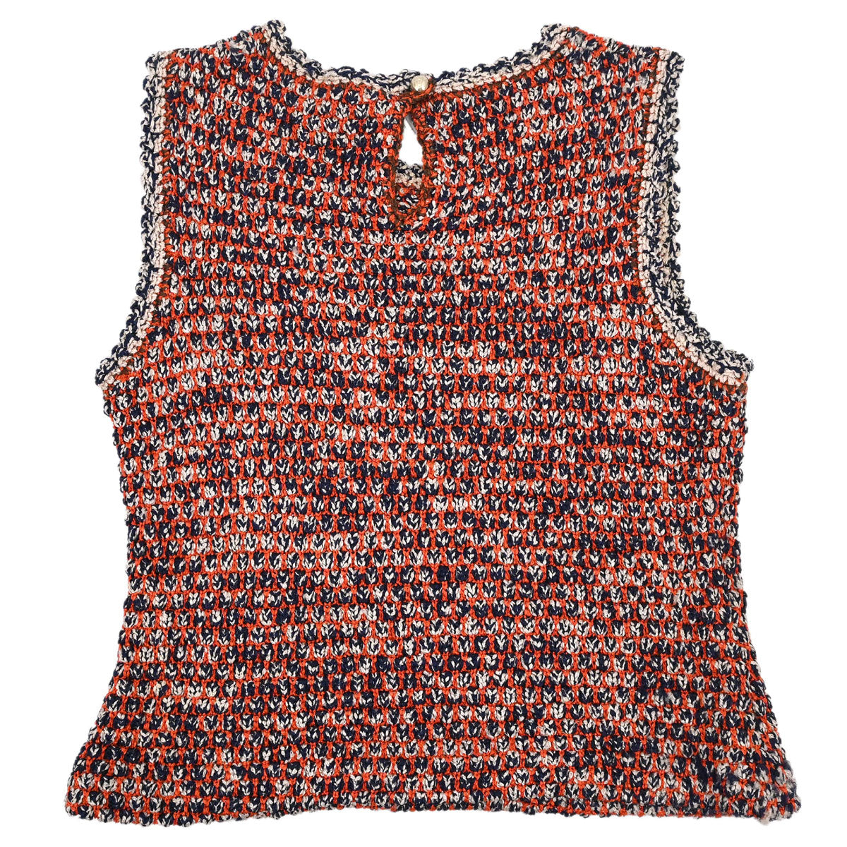 Chanel 2011 Tweed Tank Top Orange Navy #34