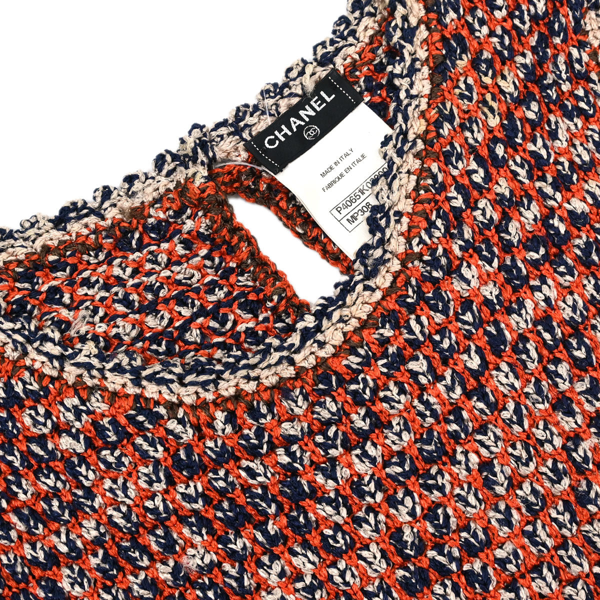 Chanel 2011 Tweed Tank Top Orange Navy #34