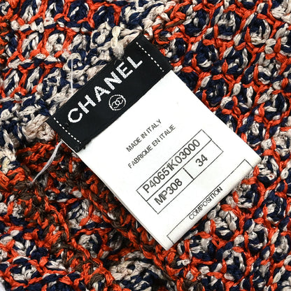 Chanel 2011 Tweed Tank Top Orange Navy #34