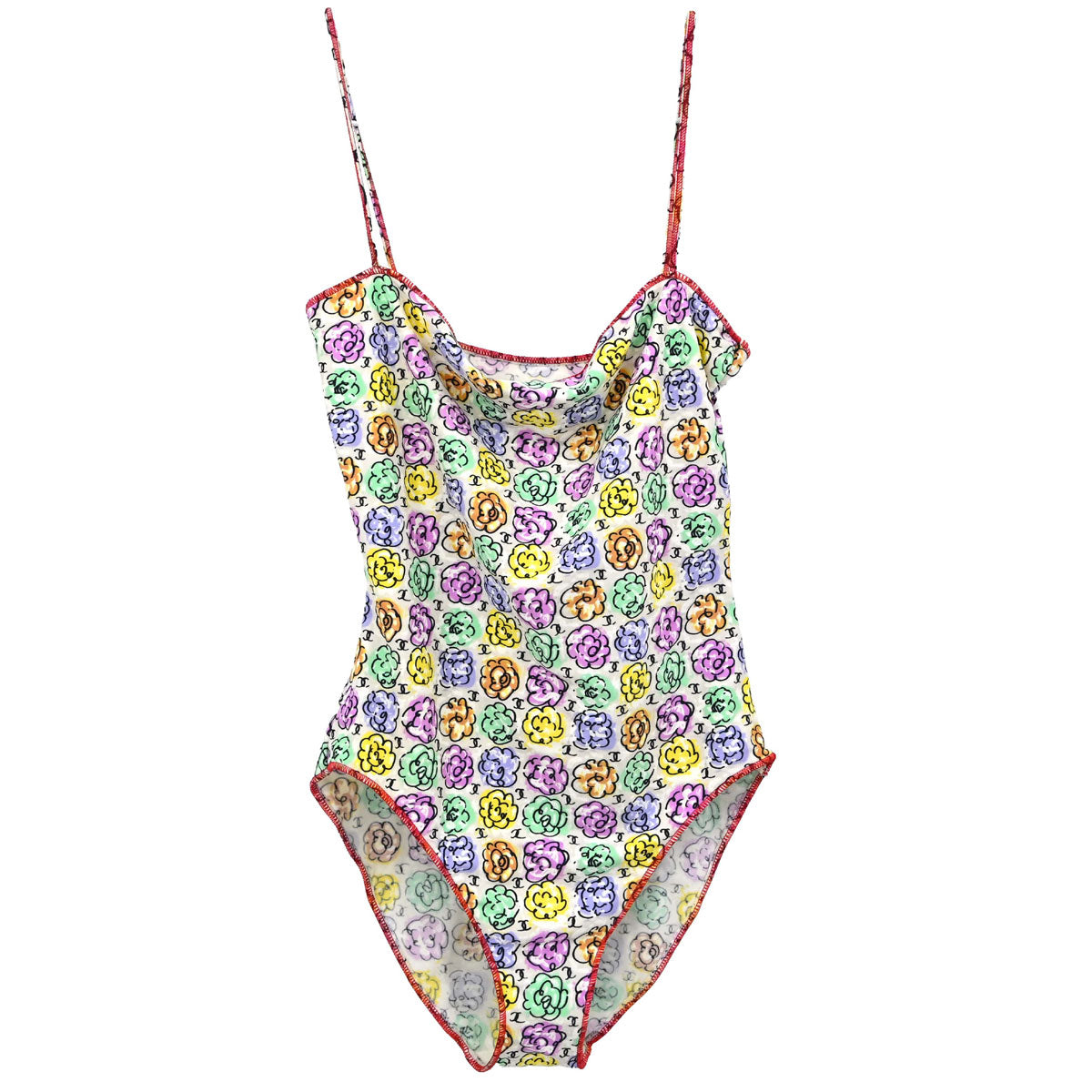 Chanel 2000 Swimwear Swimsuit Floral White #38
