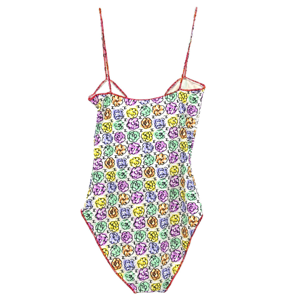 Chanel 2000 Swimwear Swimsuit Floral White #38