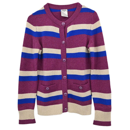 Chanel 2007 Cardigan Striped Purple #34