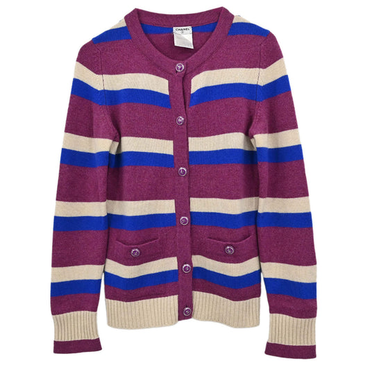 Chanel 2007 Cardigan Striped Purple #34