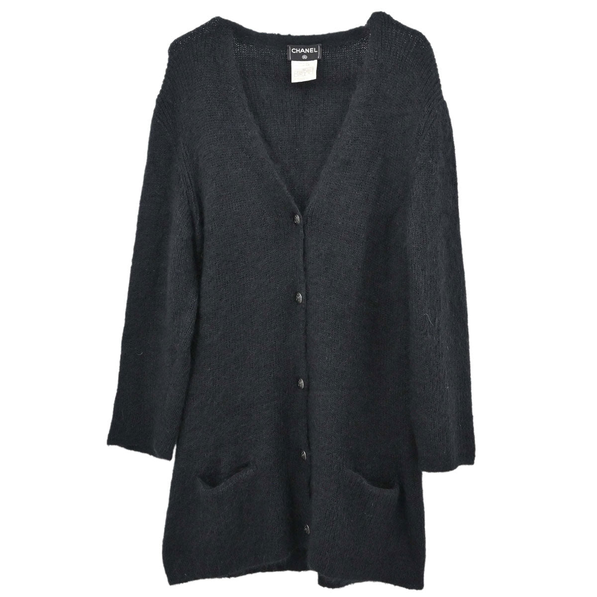 Chanel 1998 Long Knit Mohair Cardigan Black #38