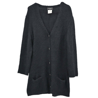 Chanel 1998 Long Knit Mohair Cardigan Black #38