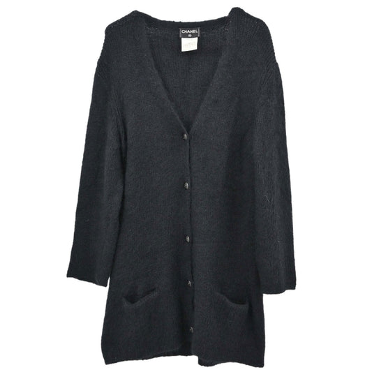 Chanel 1998 Long Knit Mohair Cardigan Black #38
