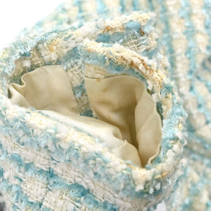 Chanel 1997 Striped Collarless Tweed Jacket Light Blue #38