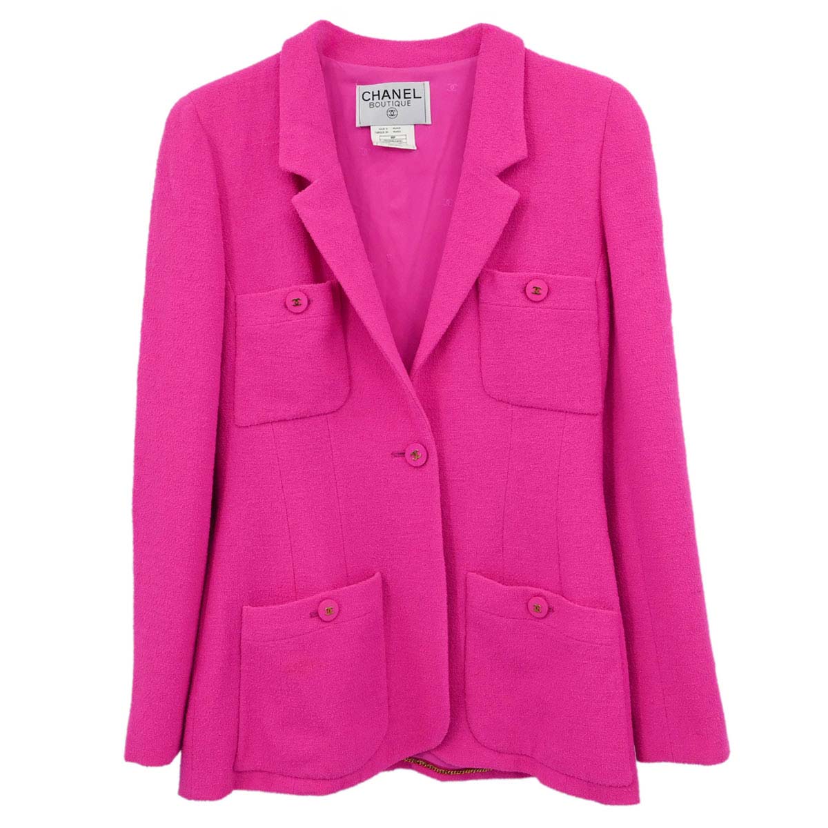 Chanel 1995 Single Breasted Tweed Jacket Pink 95P #40