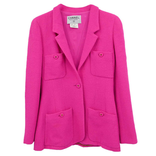 Chanel 1995 Single Breasted Tweed Jacket Pink 95P #40