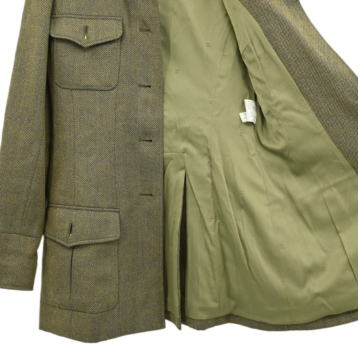 Chanel 1996 Tweed Jacket Khaki #38