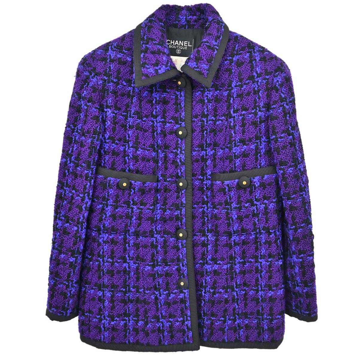 Chanel Tweed Check Jacket Purple #40