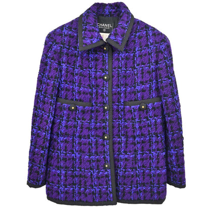 Chanel Tweed Check Jacket Purple #40