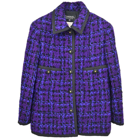 Chanel Tweed Check Jacket Purple #40