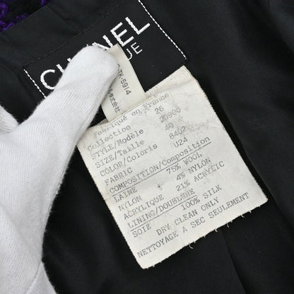Chanel Tweed Check Jacket Purple #40