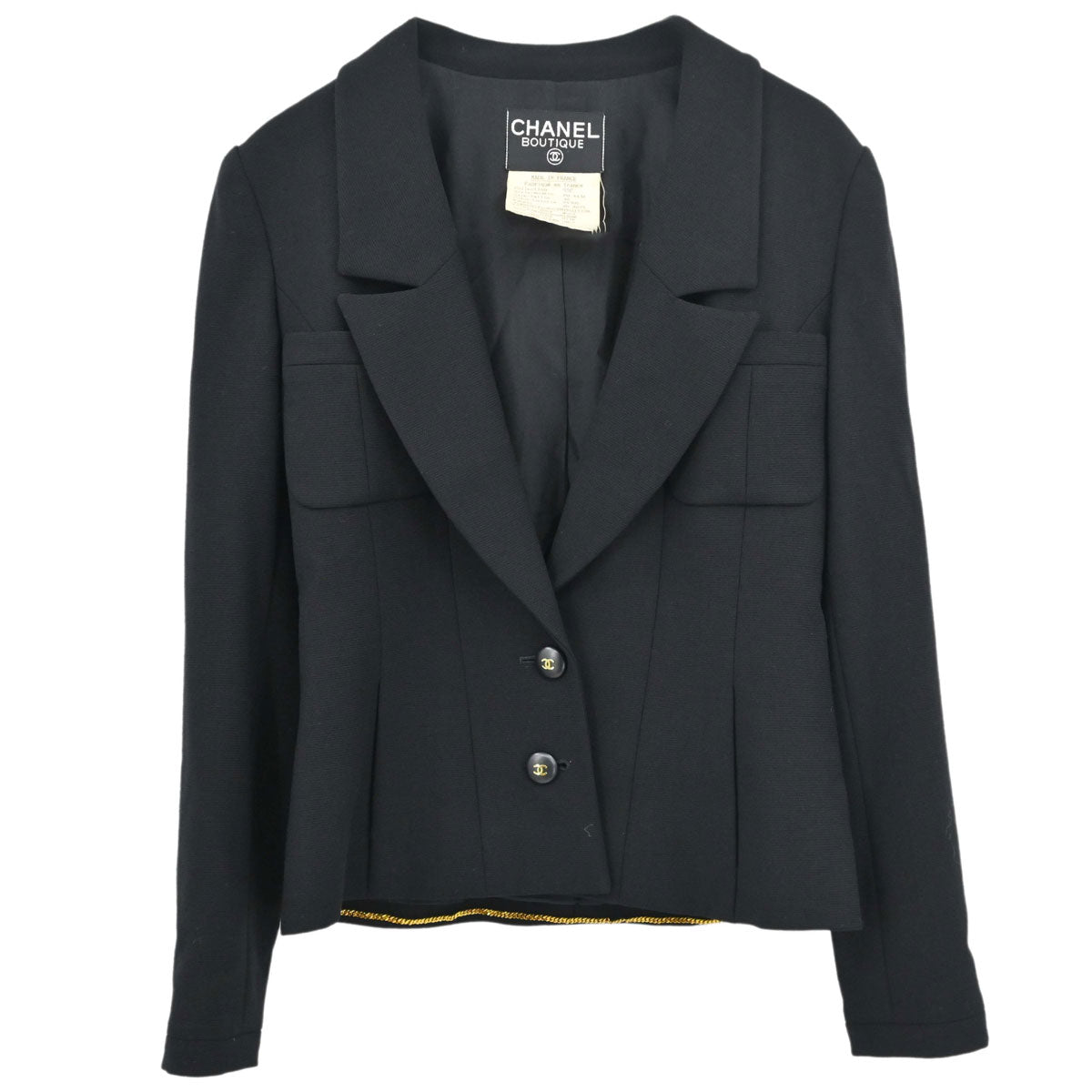 Chanel 1995 Single Breasted Jacket Black #38
