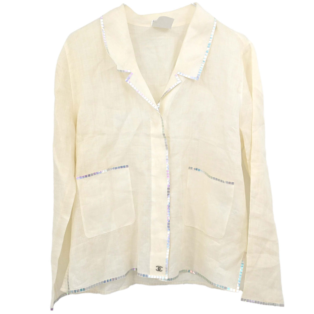 Chanel 1999 Sheer Blouse Shirt Ivory #38