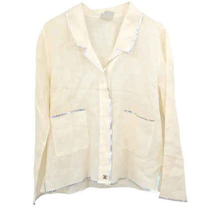 Chanel 1999 Sheer Blouse Shirt Ivory #38