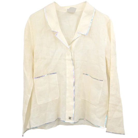 Chanel 1999 Sheer Blouse Shirt Ivory #38