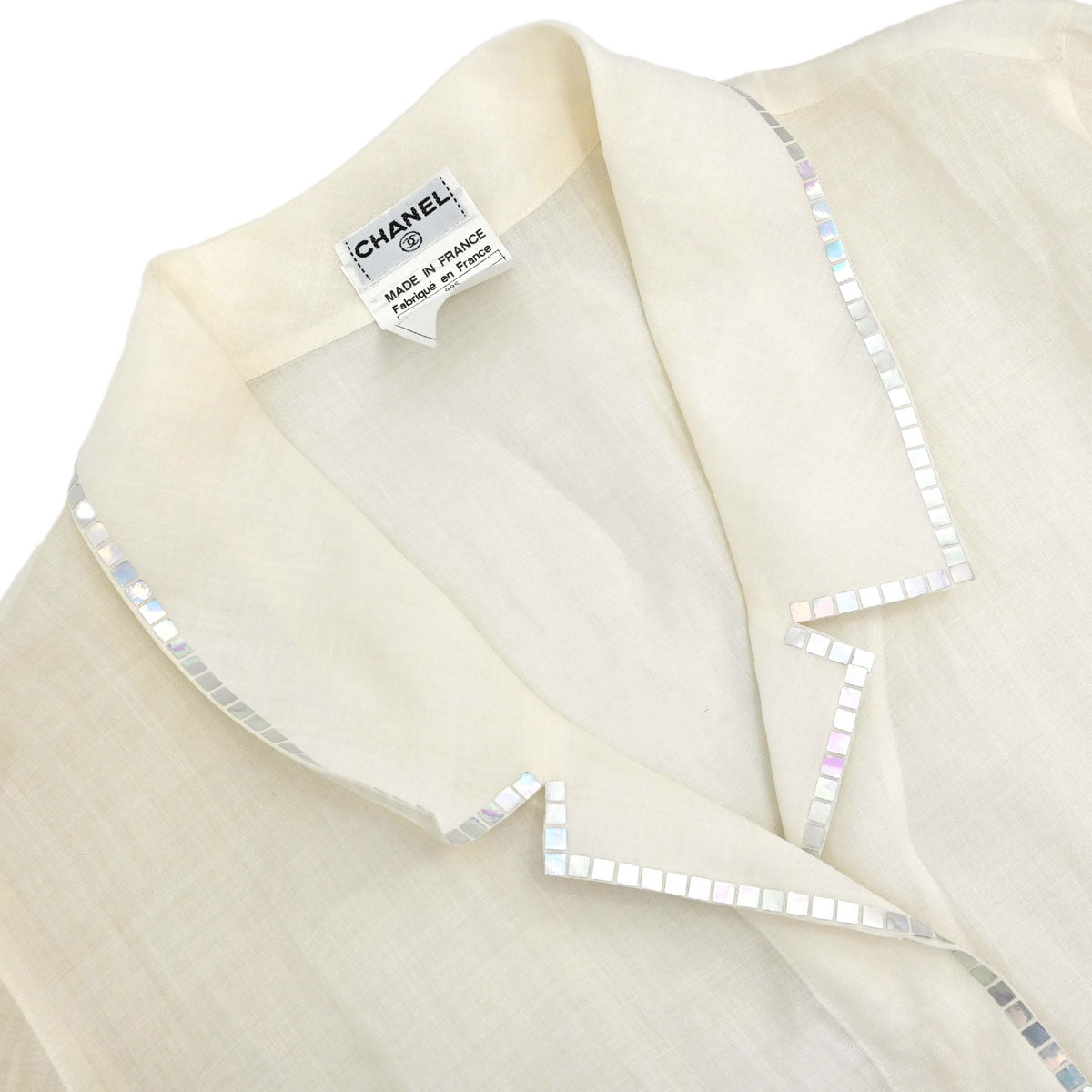 Chanel 1999 Sheer Blouse Shirt Ivory #38