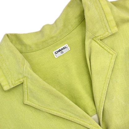 Chanel Single Breasted Jacket Denim Light Green