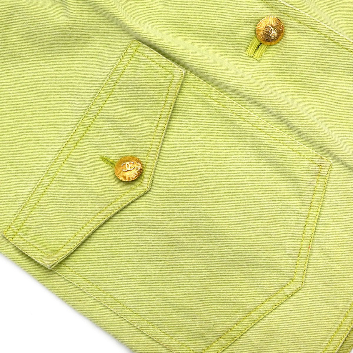 Chanel Single Breasted Jacket Denim Light Green