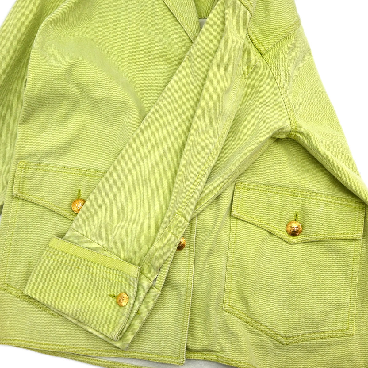 Chanel Single Breasted Jacket Denim Light Green