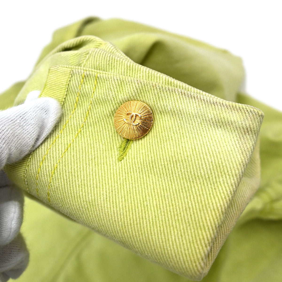 Chanel Single Breasted Jacket Denim Light Green