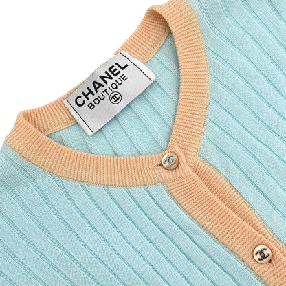 Chanel 1997 Ribbed Cotton Cardigan #44