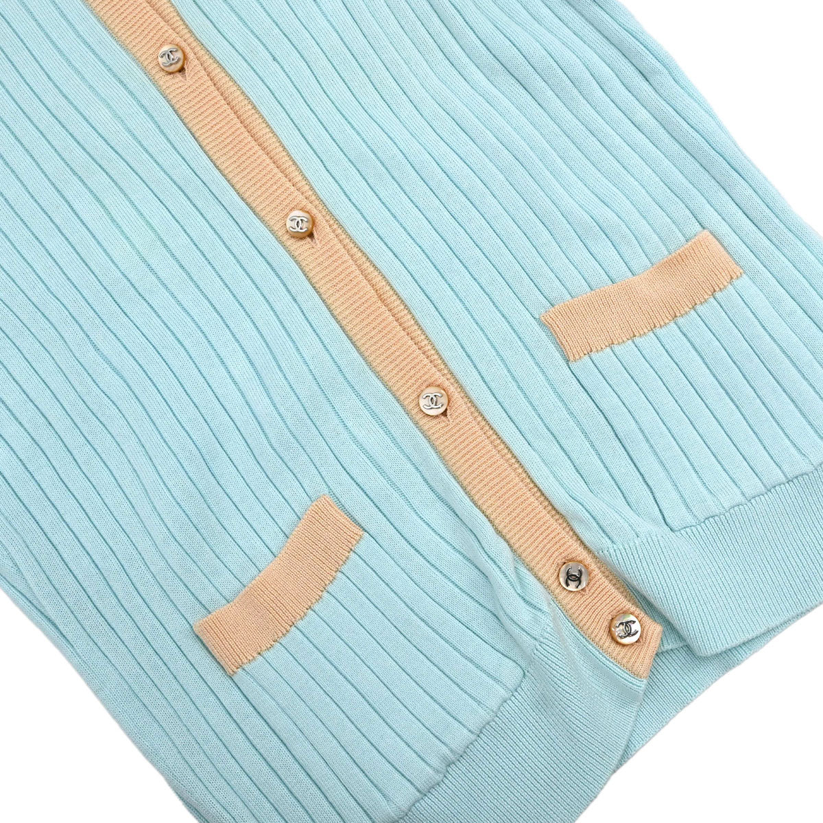 Chanel 1997 Ribbed Cotton Cardigan #44