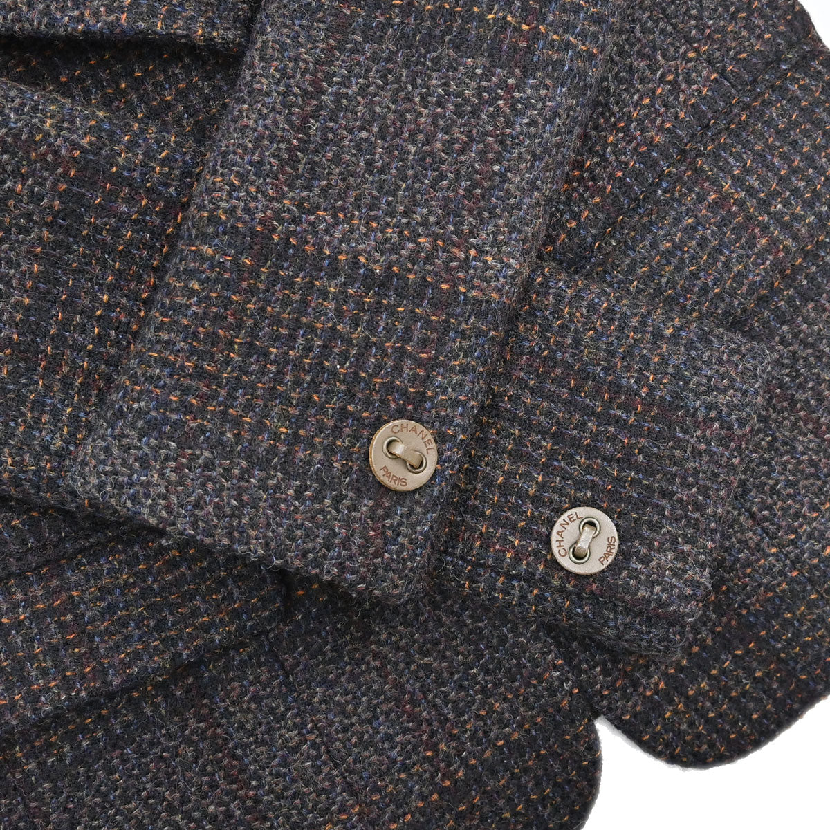Chanel 2002 Single Breasted Tweed Jacket Black #38