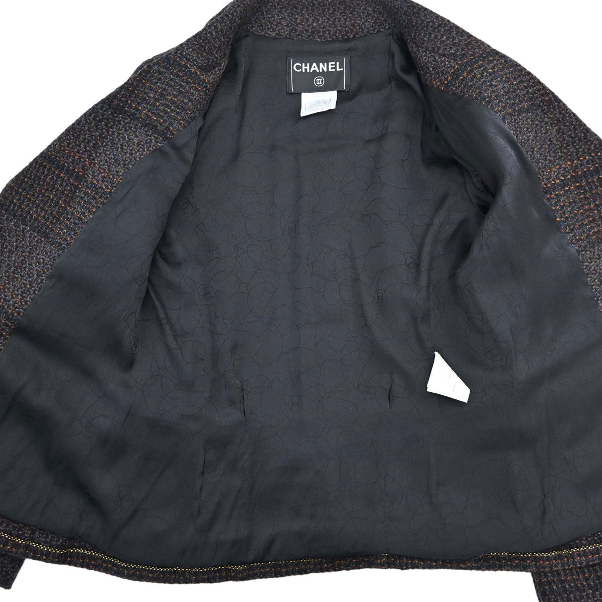 Chanel 2002 Single Breasted Tweed Jacket Black #38