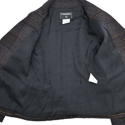 Chanel 2002 Single Breasted Tweed Jacket Black #38