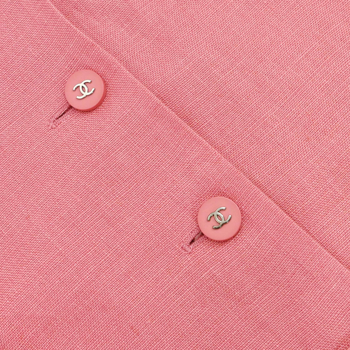 Chanel 1996 Collarless Linen Jacket Pink #40