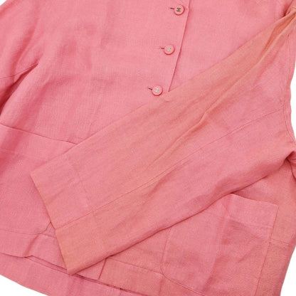 Chanel 1996 Collarless Linen Jacket Pink #40
