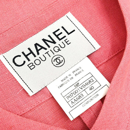 Chanel 1996 Collarless Linen Jacket Pink #40