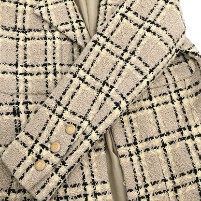 Chanel Jacket Check Tweed Beige Black