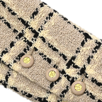 Chanel Jacket Check Tweed Beige Black