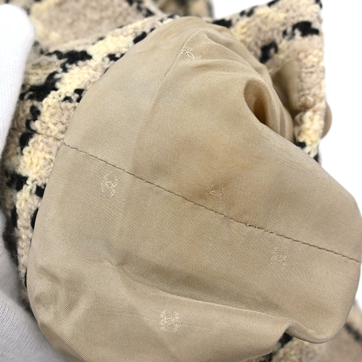 Chanel Jacket Check Tweed Beige Black