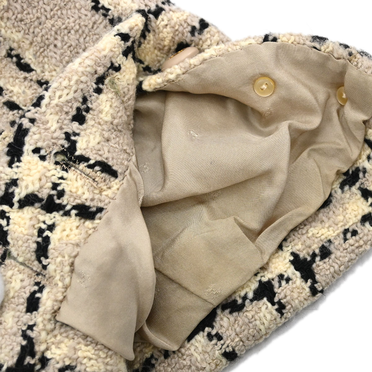 Chanel Jacket Check Tweed Beige Black