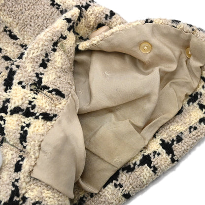 Chanel Jacket Check Tweed Beige Black