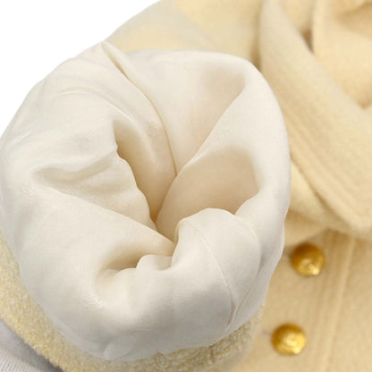 Chanel Single Breasted Tweed Jacket Ivory #36