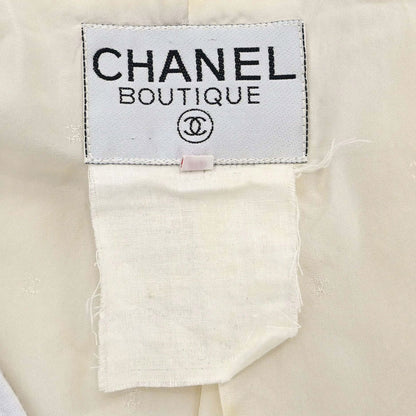 Chanel Single Breasted Tweed Jacket Ivory #36