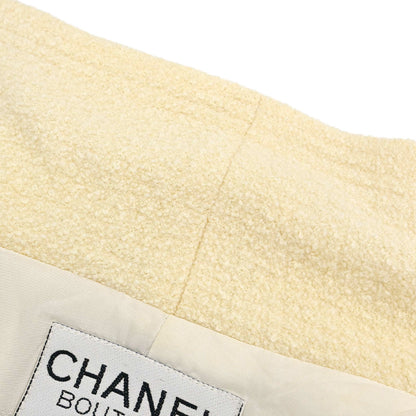 Chanel Single Breasted Tweed Jacket Ivory #36