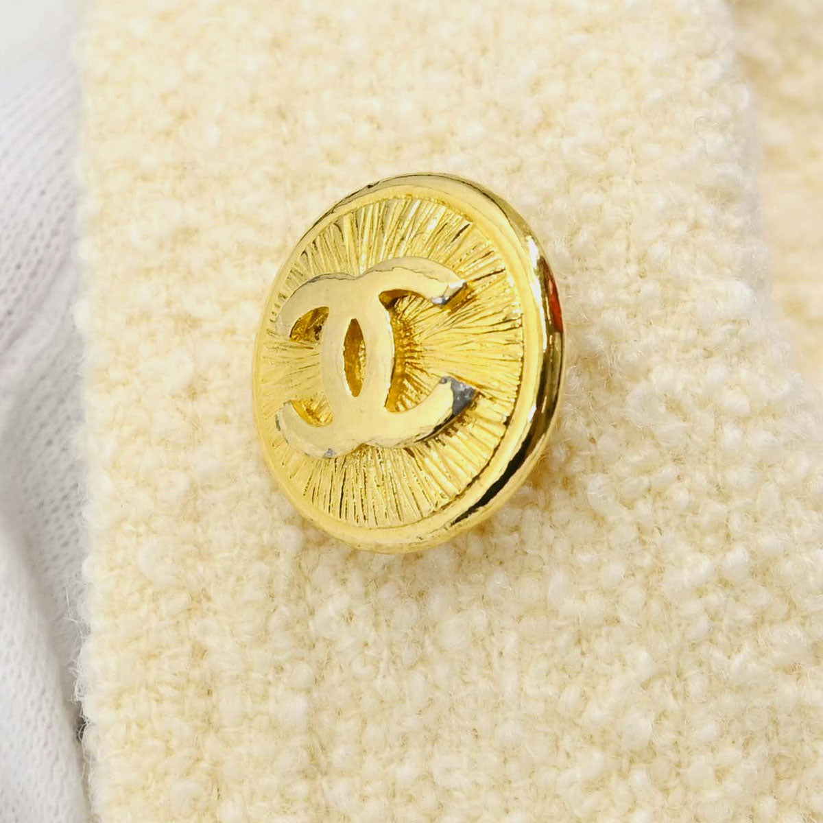 Chanel Single Breasted Tweed Jacket Ivory #36